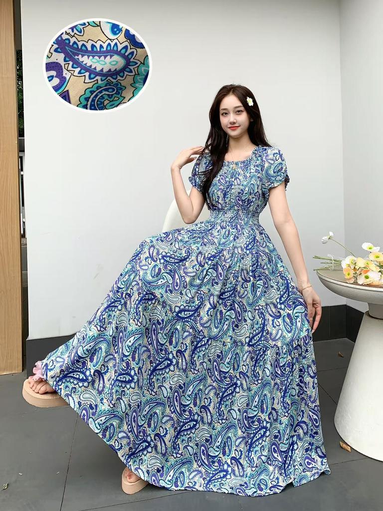 Off-Shoulder One-Neck Cotton Silk Dress Children's Summer Dress Bohemian Island Vacation Dress Travel Beach Dress