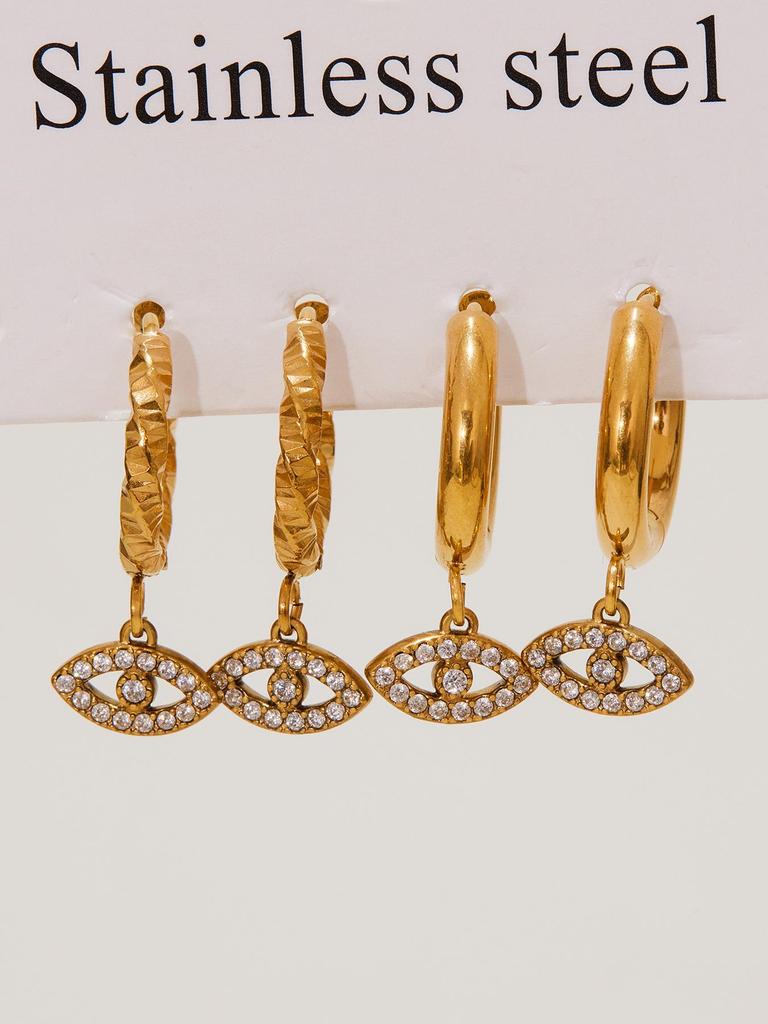 INS Style Devil's Eye Zircon Stainless Steel Earrings