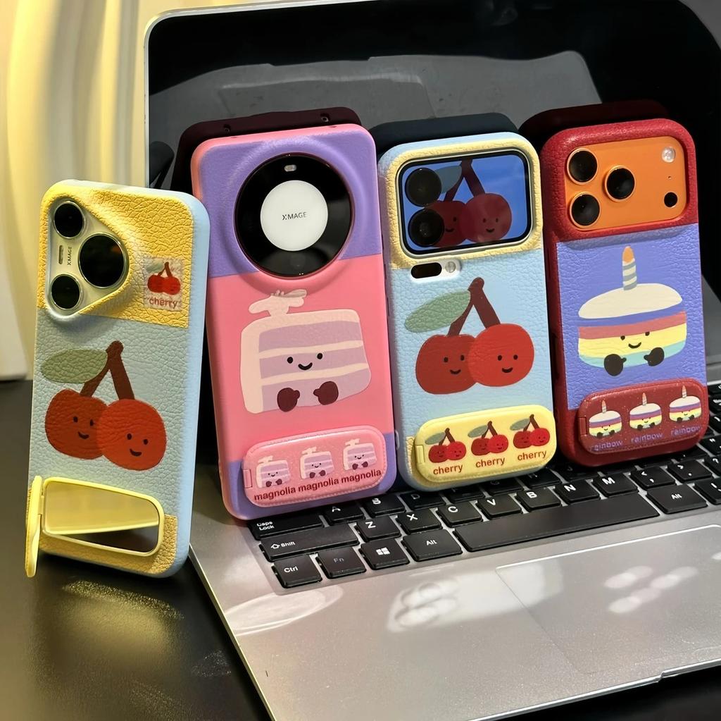 Cake leather pattern bracket is suitable for Apple 17 mobile phone case 16promax anti-drop 15Pro all-inclusive 13/14 protective case.