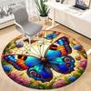 1pc Butterfly Garden Office Round Area Rug, Indoor Mat Suitable ForOffice, Under Office Chairs Bedroom Living Room Home Decor, Room Deco T043