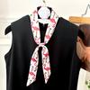 Long silk scarf new niche fashion versatile plaid leopard print neck scarf headscarf headband hair tie decorative belt