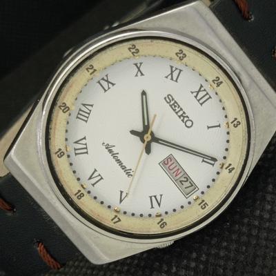 მეორადი ვინტაჟური SEIKO 5 ავტომატური 6309A იაპონური მამაკაცის დ/დ თეთრი საათი 608e-a315938-9 SKU608e-a315938