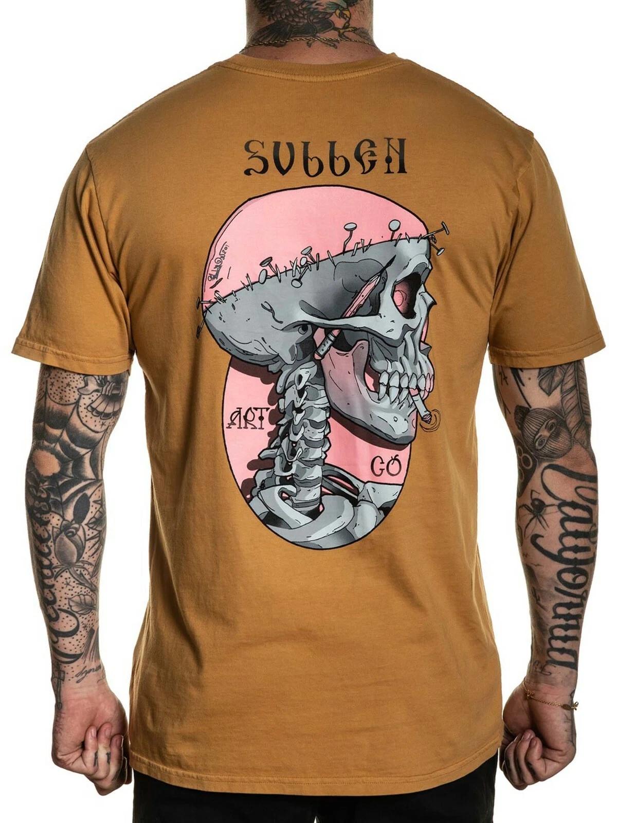 

Sullen Men s Multyara Short Sleeve T-shirt Tattoo Style Skull Smoking Tee 2XL