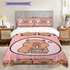 Adorable Capybara Backpack Drink Three-piece set (1 * duvet cover + 2 * pillowcase, without core) 2D Flat Soft and comfortable Bedding set