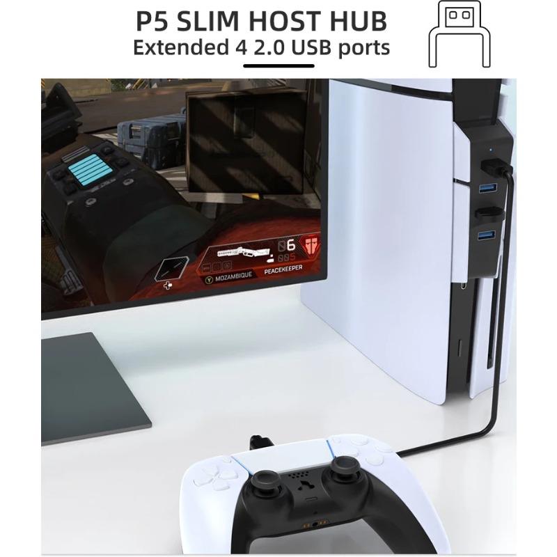 For Ps5 Accesoriers USB Splitter Expander Hub 4-in-1 Adapter for PlayStation 5 Slim USB Game Accessories Converter Extension