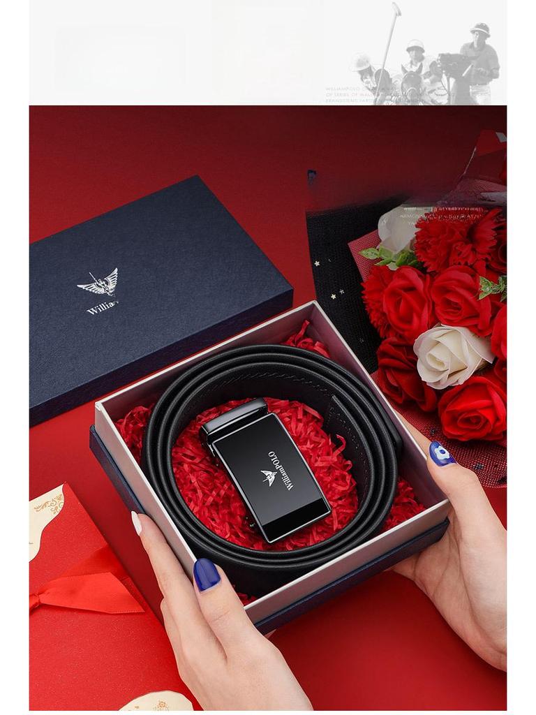 Paul Men's High-Grade Leather Automatic Buckle Belt - Sleek Business Style