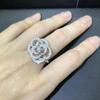 CopperFlower Shaped Cubic Zirconia Rings for Women Sparkling Accessories Wedding Engagement Party Jewelry Gifts