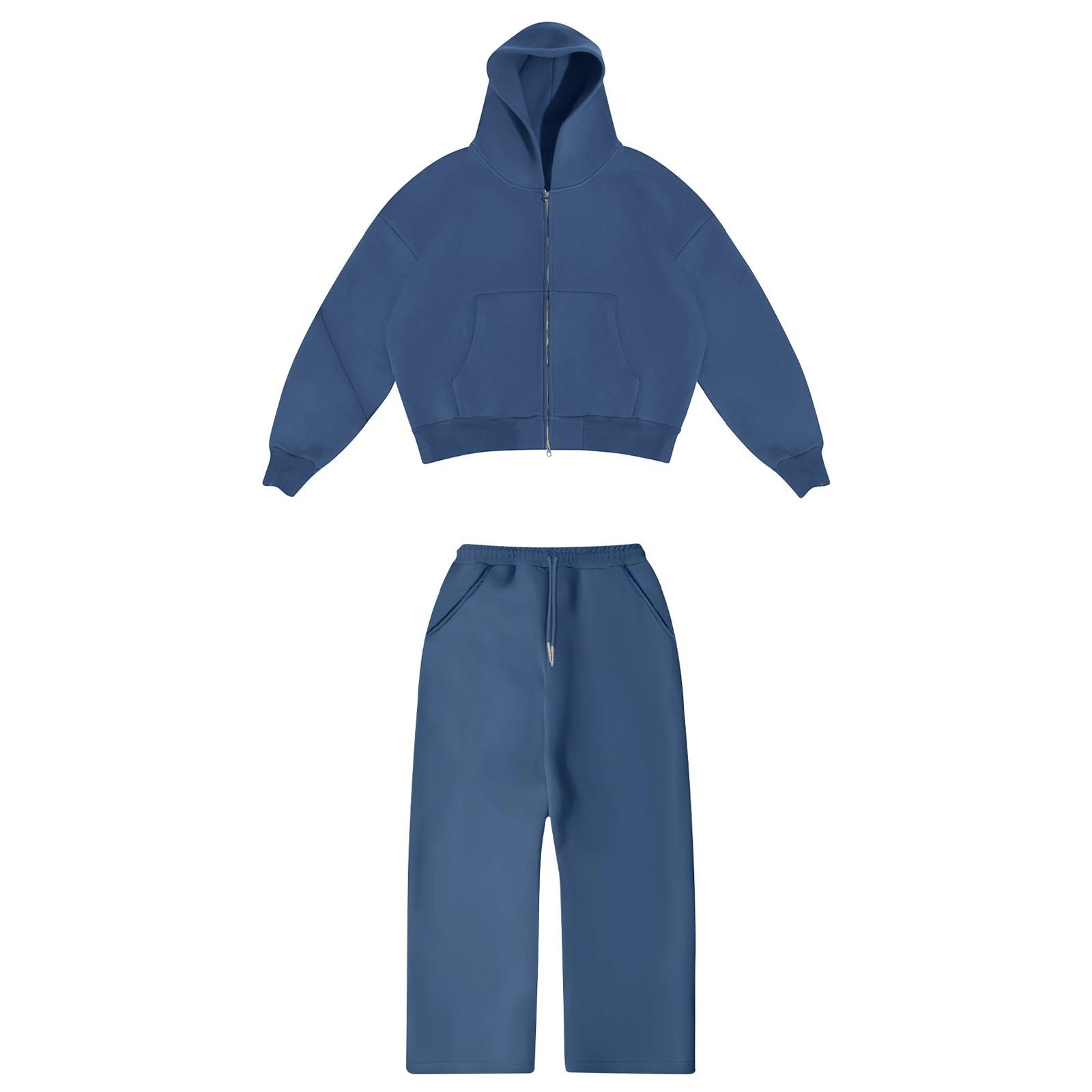 

Мужская и женская модная повседневная универсальная повседневная толстовка с капюшоном, толстовка, брюки, двухкомпонентная XL тёмно-синий