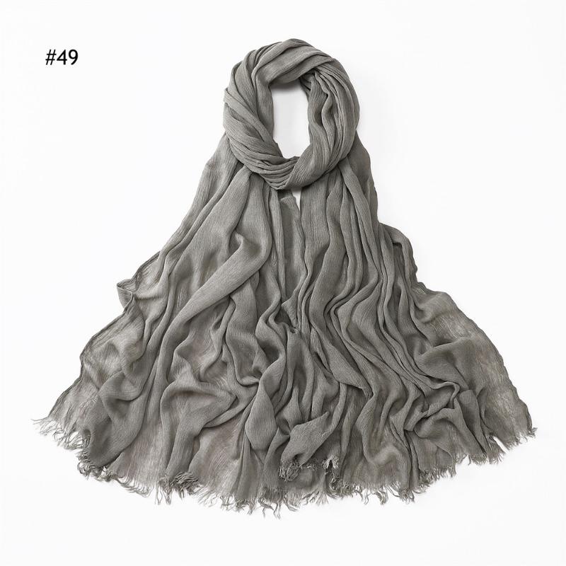 % Rayon Pleated Solid Color Human Cotton Two-end Beard Bag Headscarf Female, New Breathable Soft Scarf
