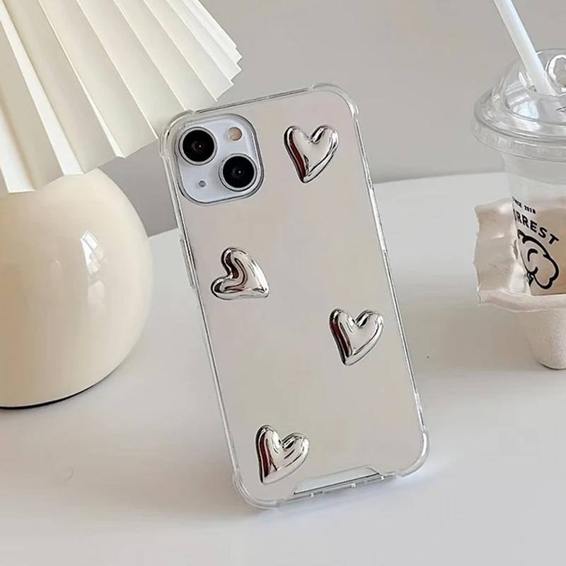 Love Heart Soft Silicone Case For Samsung Galaxy S25 S23 S22 Ultra Plus S24 FE A56 A36 A16 A06 Silvery Mirror Cover Galaxy A55 beige