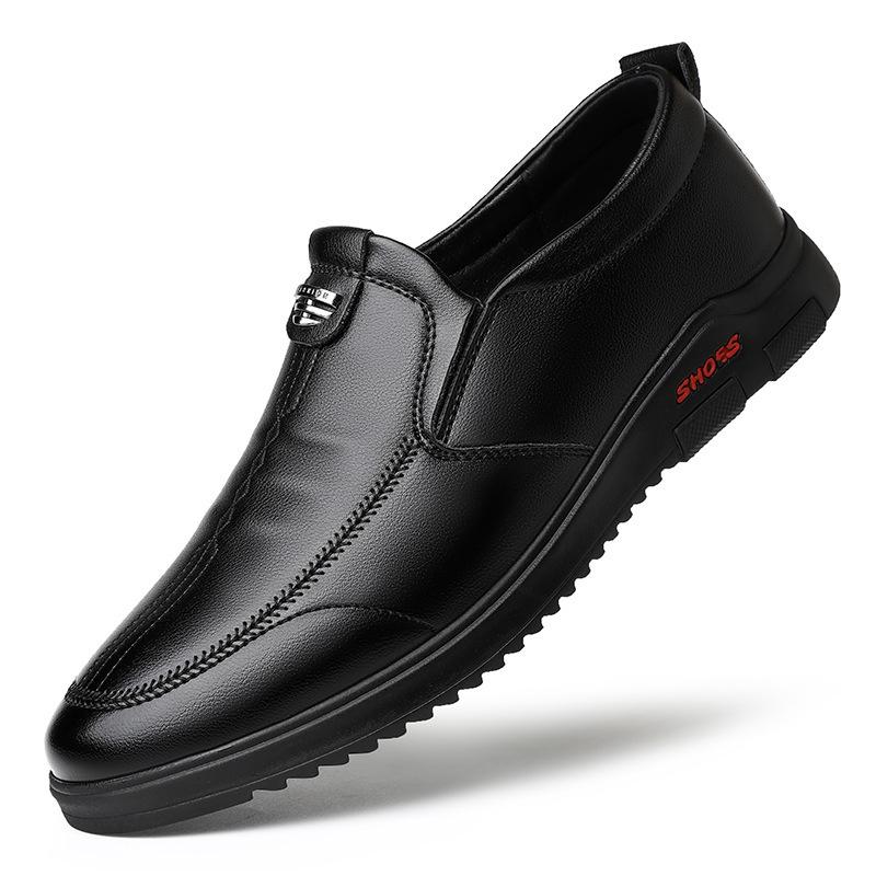 

Sleeve casual leather shoes new breathable one-pedal soft-soled driving shoes middle-aged father shoes 38 чёрный