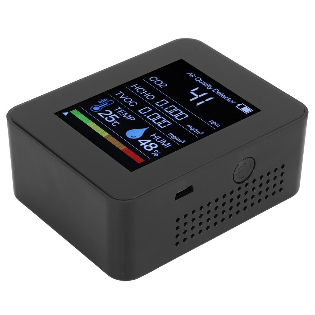 Carbon Dioxide CO2 HCHO Detector Portable Air Quality Monitor Temperature Humidity TesterBlack