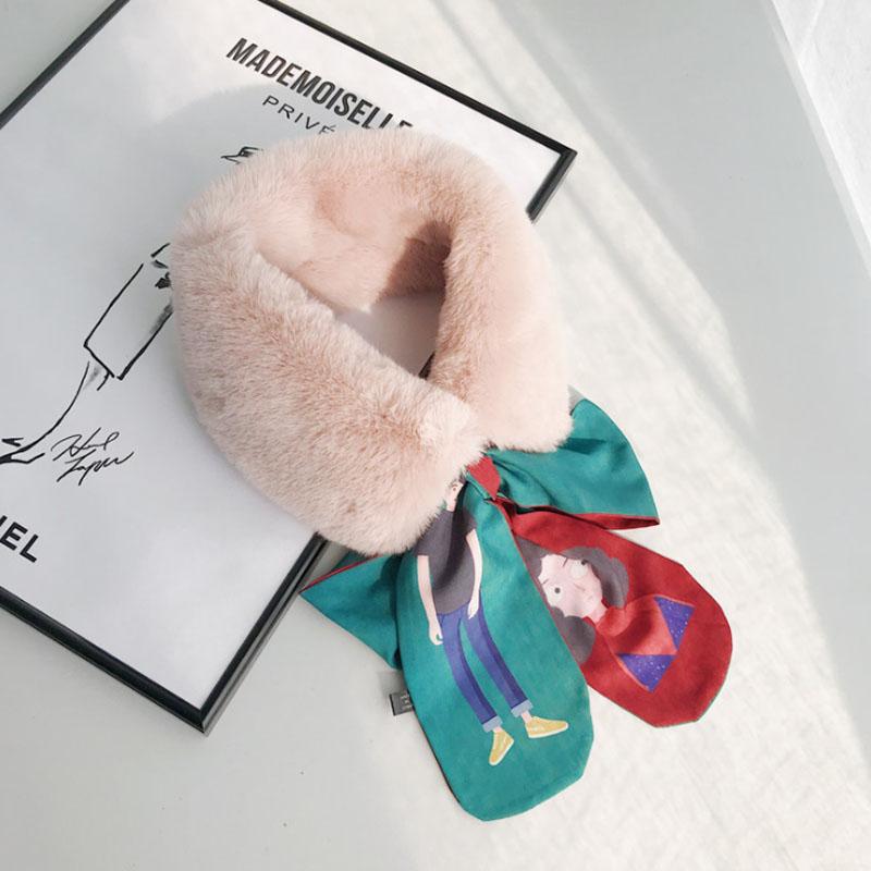 Women Fake Collar Tie Winter Faux Fur Woman False Collar Girls Detachable Fur Collar Ribbon Warm Scarfs for Ladies Neckerchiefs