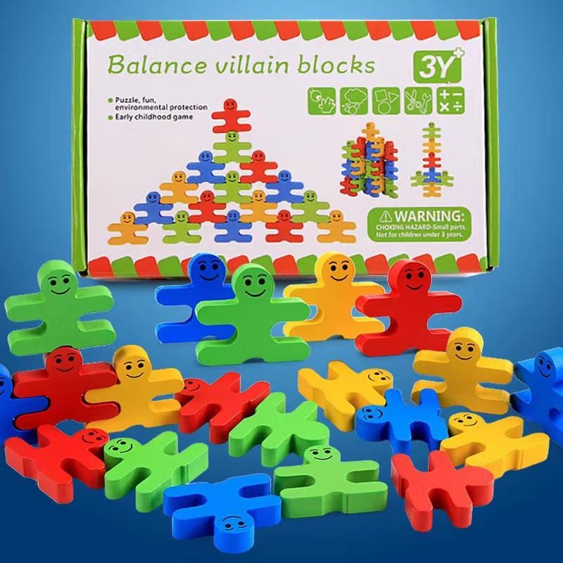 

Children s wooden stacking music balance color primary color building block stacking height male and female treasure balance game toy