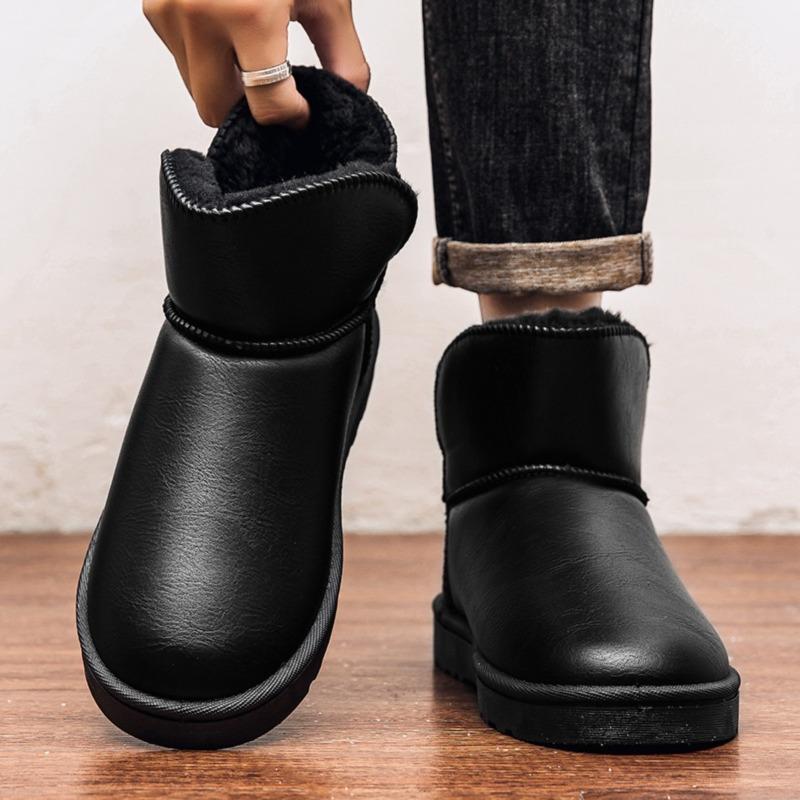 Leather Snow Boots with Thick Padding for Warmth and Protection Waterproof and Breathable Foot Cover. Short Boots