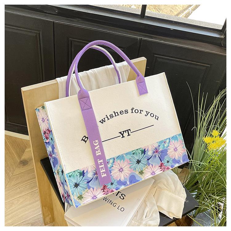Trendy Contrast Color Morris Ribbon Large-Capacity Commuter Tote Bag