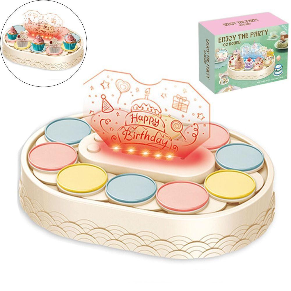 Lights Automatic Rotating Cake Machine Music Macarons Dessert Display Turntable Rack Swing Tray Birthday Party Decoration