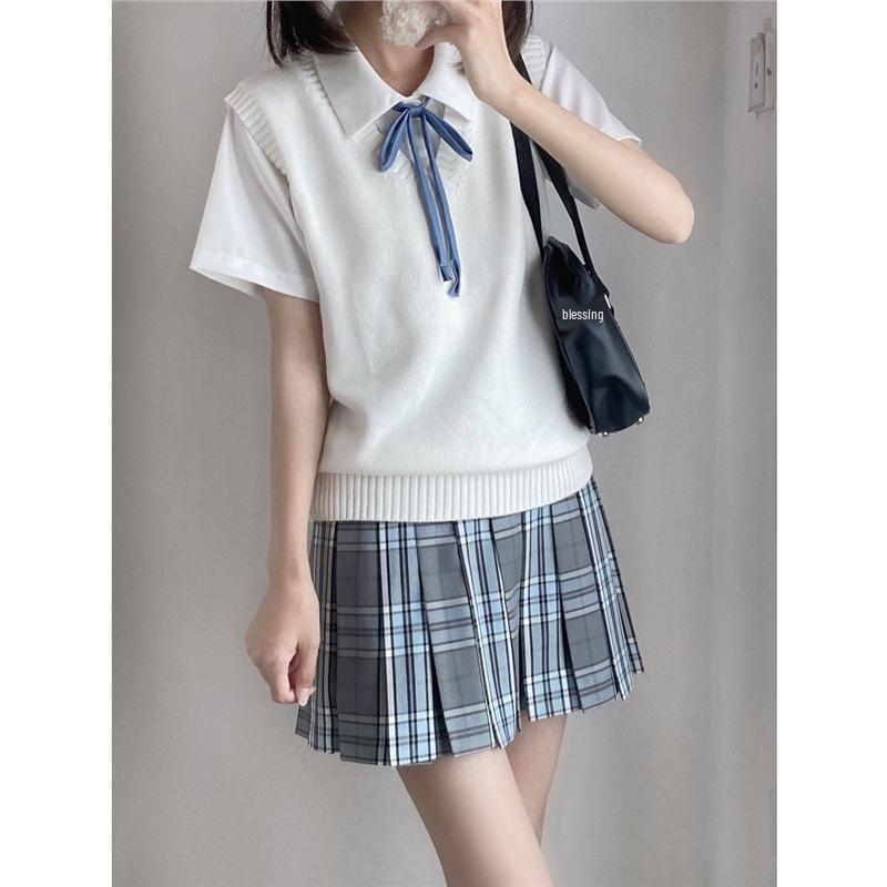 San Keng Niedlicher Mehrfarbiger Pullover Strickweste - Basic Stil JK Uniform Strickware