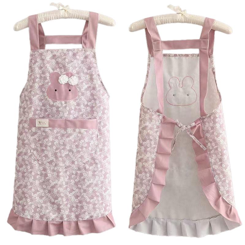 Housework Floral Restaurant Kitchen Cotton And Linen Striped Apron
