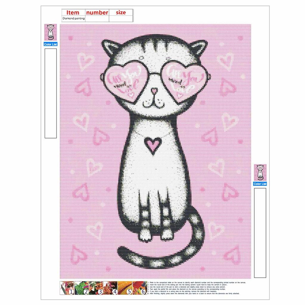 5D Diamond Painting LoveCat Full Drill Rhinestone Embroidery Cross Stitch Kits for Adults Home Decor Wall Art Gift