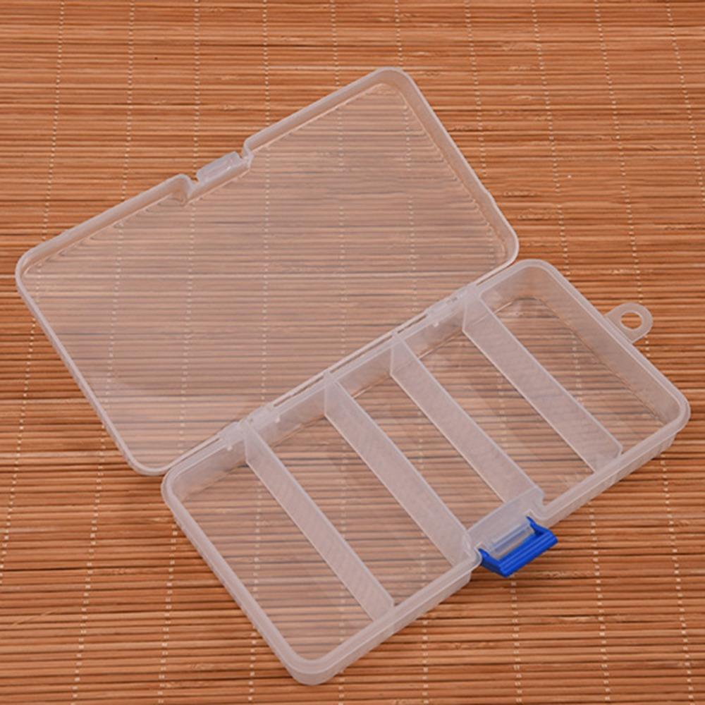 4PCS Clear Plastic Fishing Lure Box 5 Grid Compartments Lure Container  for Fishing