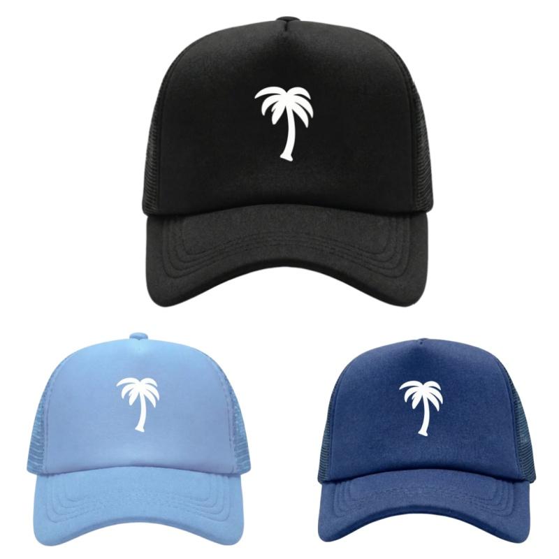 Palm Tree Printed Adjustable Baseball Cap Classic Snapback Dad Hat Breathable Mesh Hat Golf Fishing Outdoor Sun Cap