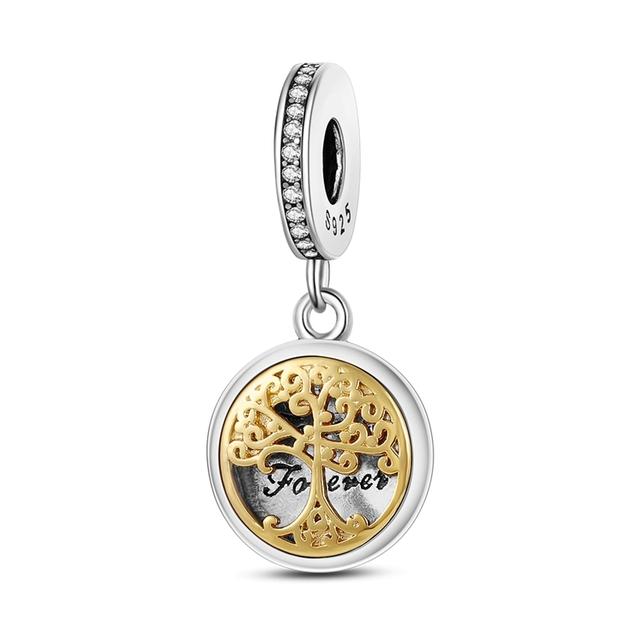 Charms Pendenti in Argento 925 Adatti per Braccialetti Fai da Te Terra Cuore Albero Stella Famiglia Fatima per Collane Pendenti