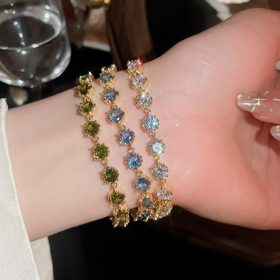 Fashion Geometric Zircon Gold Plated Bracelet For Women Gift Elegant Jewelry