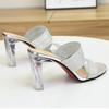 Women's Summer Clip On High Heeled Half Slippers Casual Thick Heel Beach Sandals Shoes 8.5cm 34-40