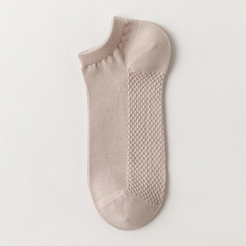 5 Pairs Boat Socks Men's Summer Invisible Socks Deodorant Absorbent Low Top Shallow Mesh Socks Non-slip Heel Socks