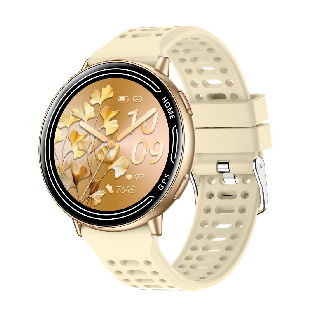 

Розумний годинник Rainbuvvy KC100 з GPS 1,39 дюйма 360x360 BT5.3 Bluetooth-дзвінок Водонепроникність 1ATM 230 мАг Android Розумний браслет Жіночий спортивний годинник silicone strapband жовтий