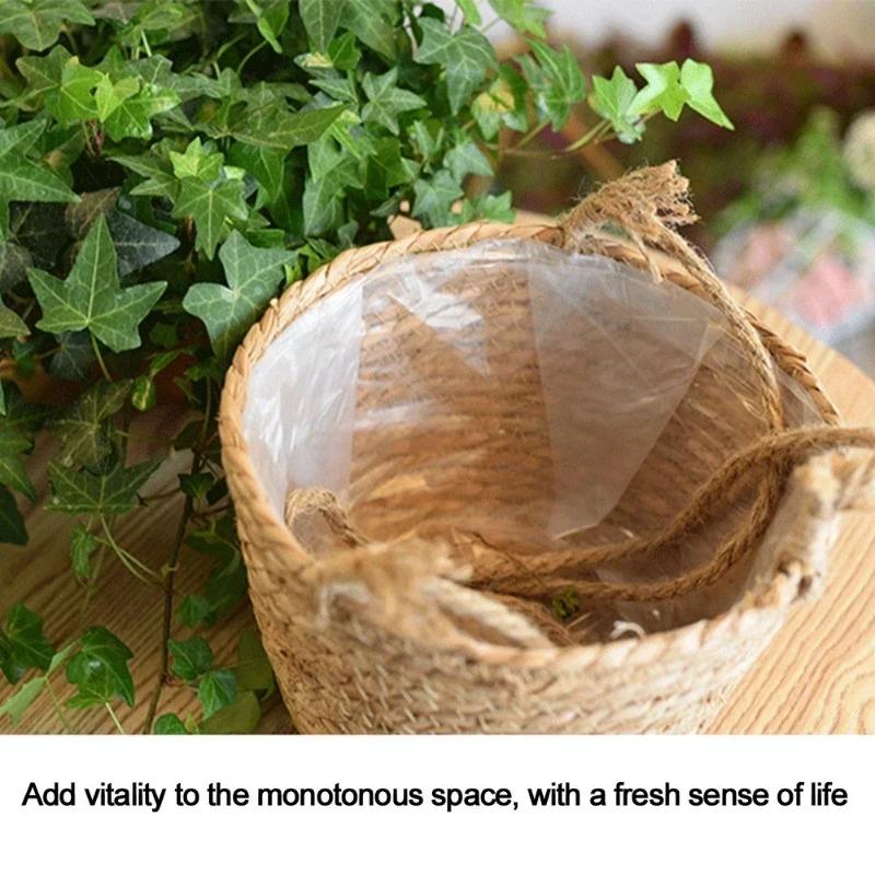 Home Decor Garden Plant Storage Basket Hanging Flower Pot Woven Indoor Outdoor Flower Pot Rack Lace Plant Hanger