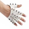 Half Finger Gloves for Men and Women Punk Street Dance Rivets for Half Finger Leather Gloves for Revealing Fingers on Stage Break Dance Gloves