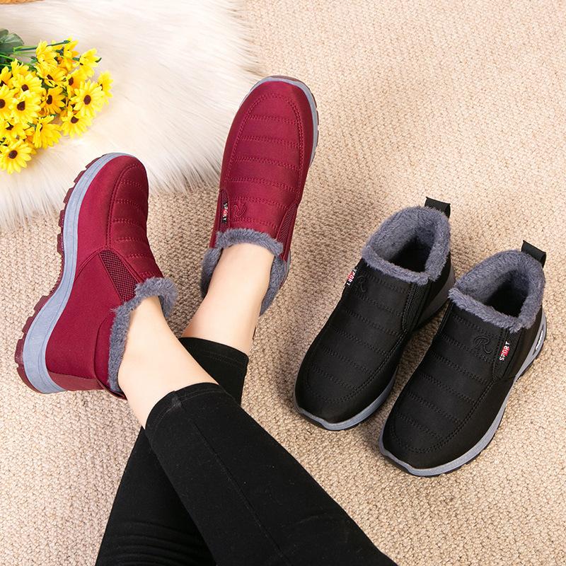 Cotton Shoes Autumn and Winter Female Mother Shoes Outdoor Warm Casual Cotton Boots Piled and Thickened One Pedal Elderly Shoes