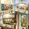 Yousheng Easter Window Clings Stained Glass Bunny UV Resistant Window Privacy Film Removable Static Decals for Living Room Bedroom Bathroom