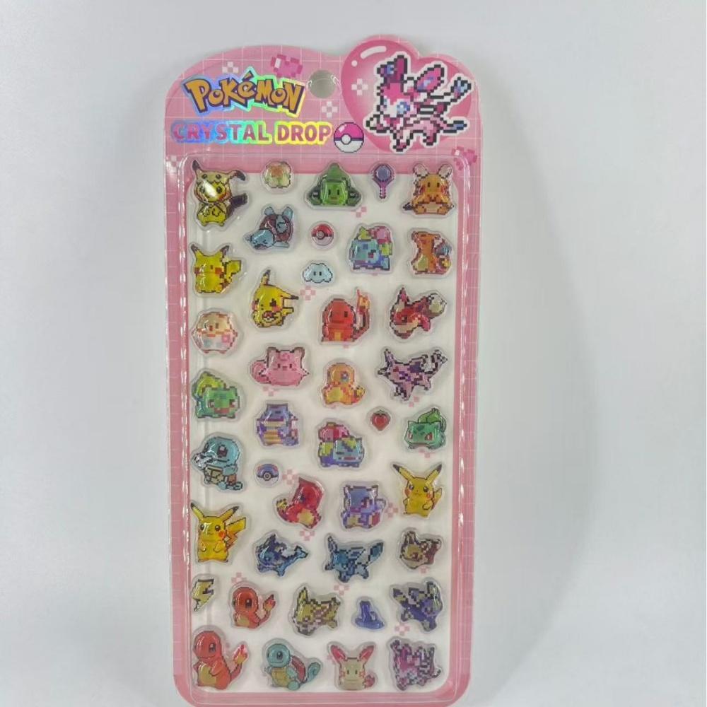 Pikachu Crystal Epoxy Stickers Bulbasaur Squirtle Sticker Toy for Craft Scrapbooking Phone Case Bottle Notebook Gifts