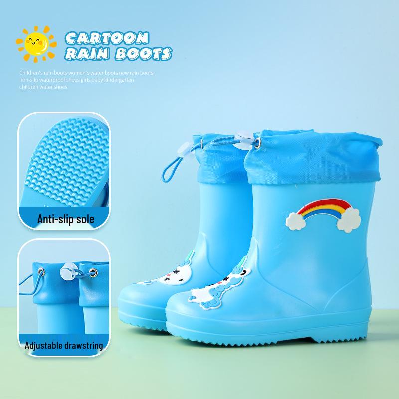 Kinder Cartoon Wasserdichte Rutschfeste Gummistiefel mit Plüschfutter für Kleinkinder und größere Kinder