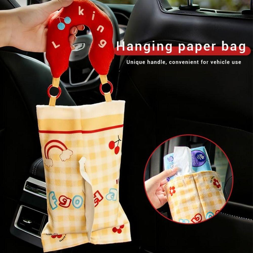 With Handle Hanging Tissue Storage Bag Easy Install Multifunctional Tissue Pouch  Auto Accessories
