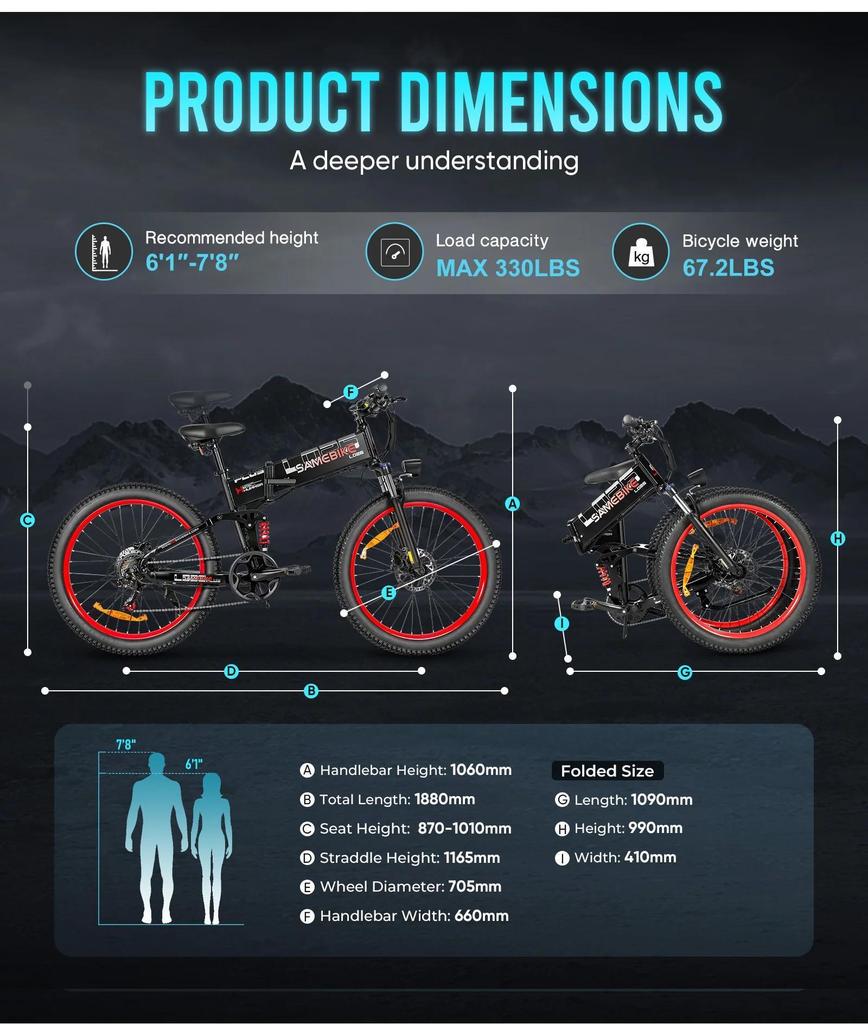 2026 populární Samebike LO26Plus 1000W elektrické skládací elektrokolo 26 palců unisex horské kolo s odnímatelnou baterií 48V 15Ah.