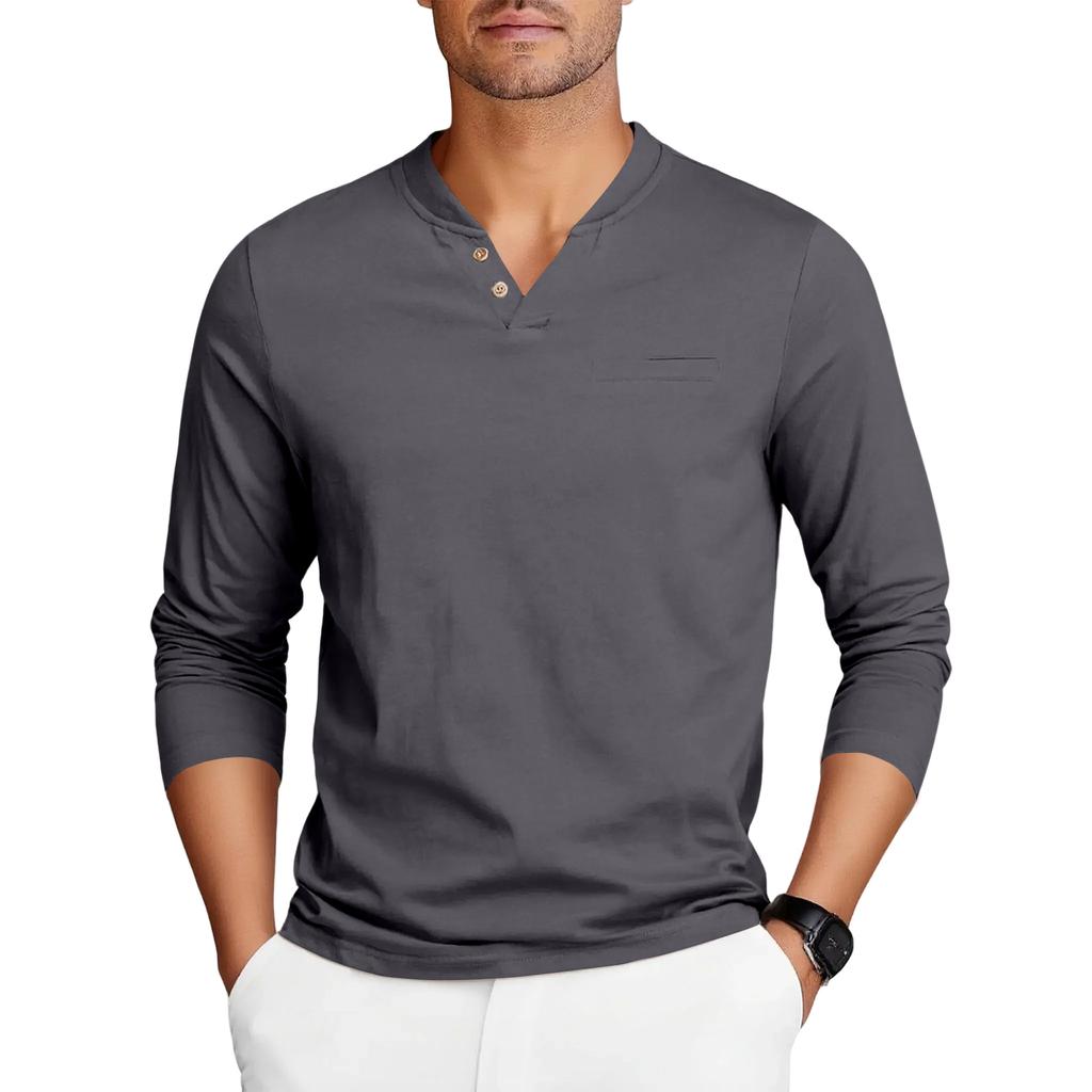 Men's Slim-fit V-neck Long-sleeved Casual T-shirt