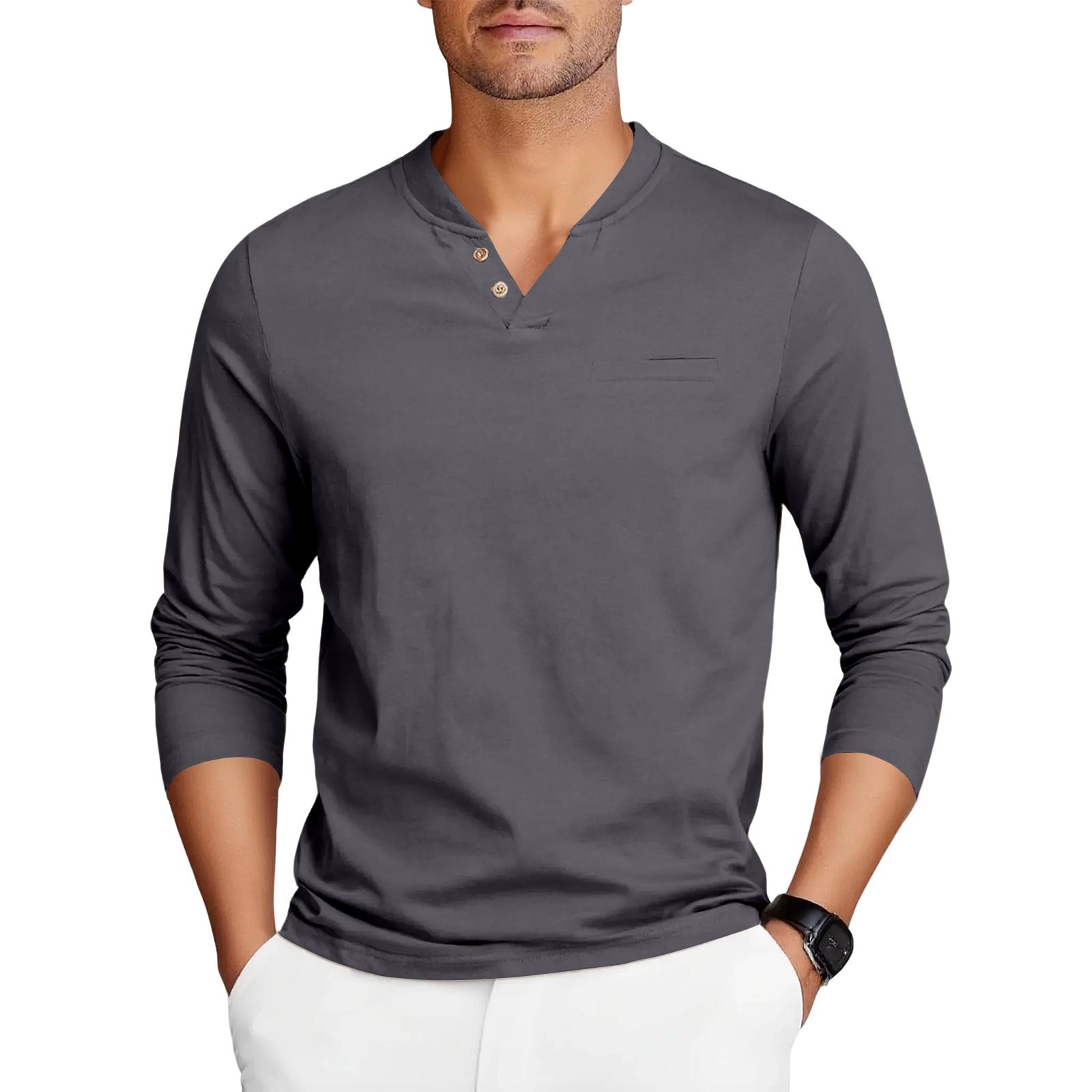 

Men s Slim-fit V-neck Long-sleeved Casual T-shirt XL