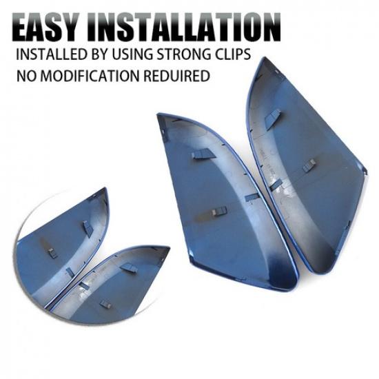 Pair LH+RH Side Fit for Honda Civic 2016-2021 Blue Mirror Caps Cover Replacement