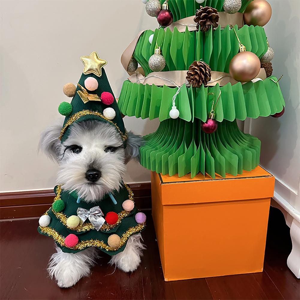 2025 Christmas Pet Clothes Christmas Tree Pet Cape Shawl Dog Transformed Into Holiday Gifts Ropa Para Perro Puppy Clothes