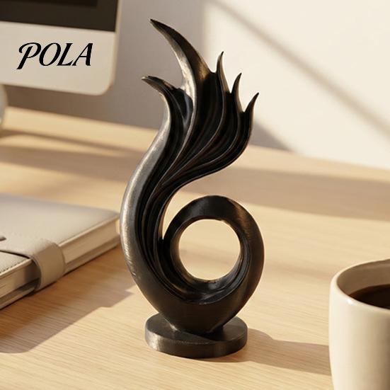 High-end Interior Decor 3D Printed Abstract Flame Swirl Sculpture, Modern Flowing Curve Art Statue, Matte Streamlined Desk Ornament Anti-Dust Desktop