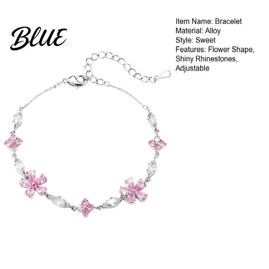 Non-fading Bracelet Women Shiny Rhinestones Inlaid Flower Comfortable Wear Shape