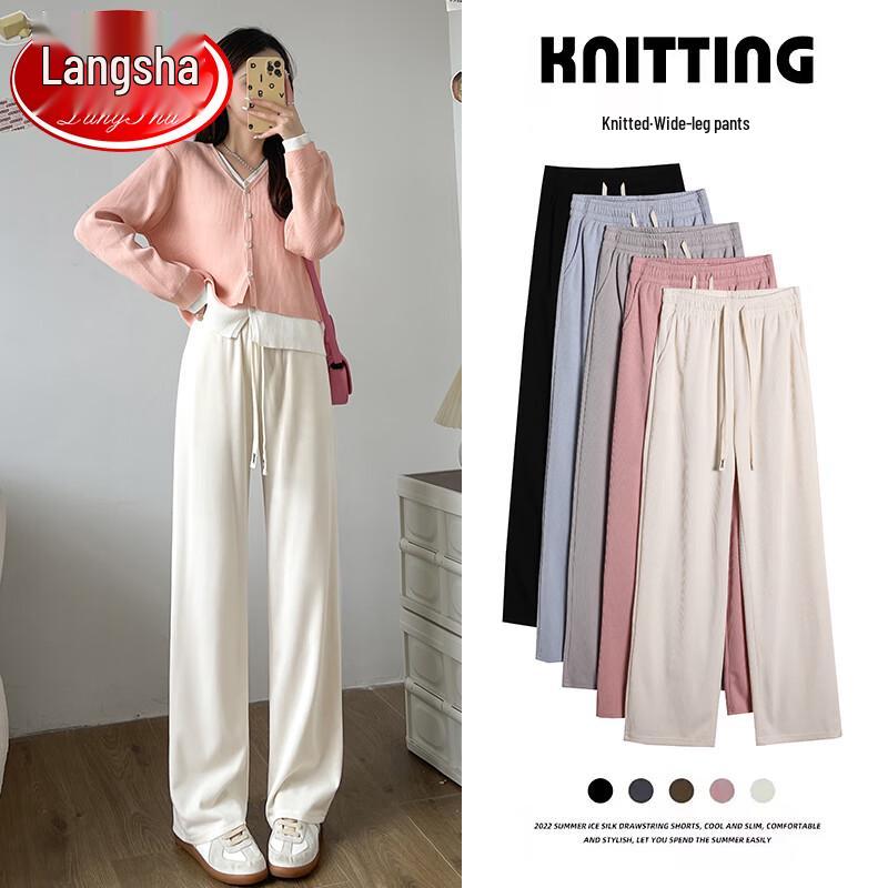 LANGSHA Women's High-Waist Wide-Leg Casual Pants