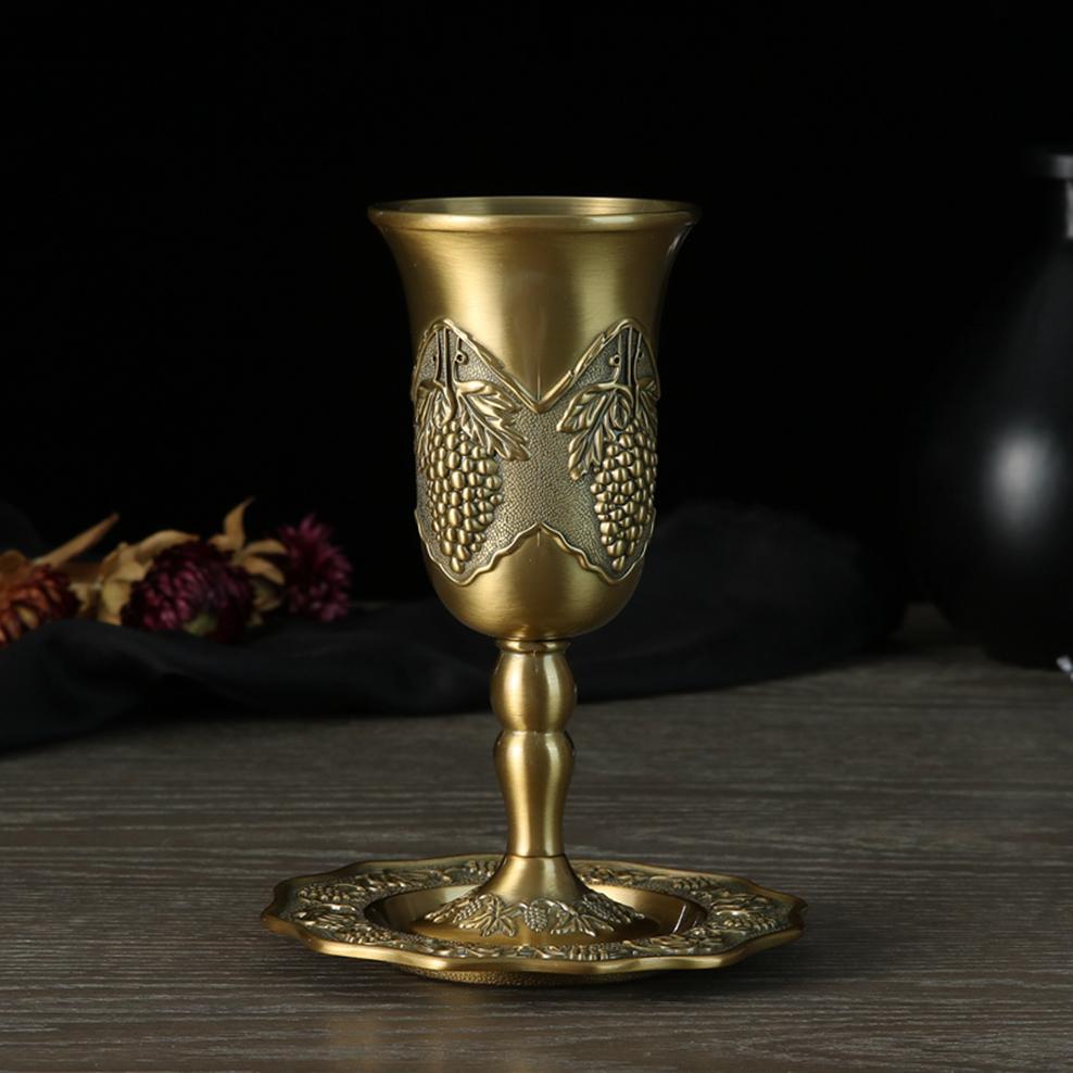 Wine Glass European Retro Liquor Glass Alloy Goblet Antique Alcohol Set Wine Cabinet Home Decoration Ornaments Bronze Wine Cup
