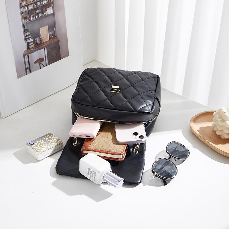 Premium casual chain backpack new fashion atmosphere women's backpack rhombus versatile school bag