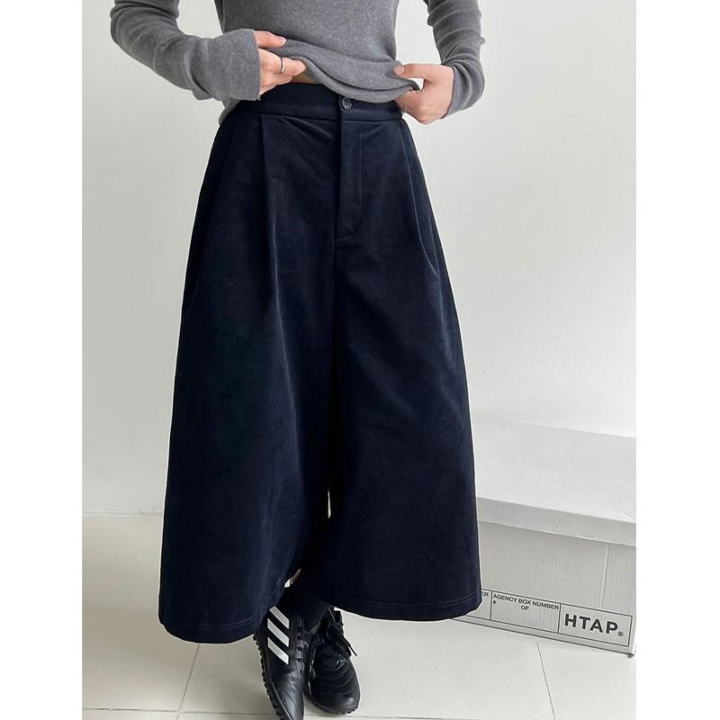 Johnature Simple Comfortable Corduroy High-waisted Vintage Mid-length Pants For Women Loose Wide-leg Pants Autumn Winter
