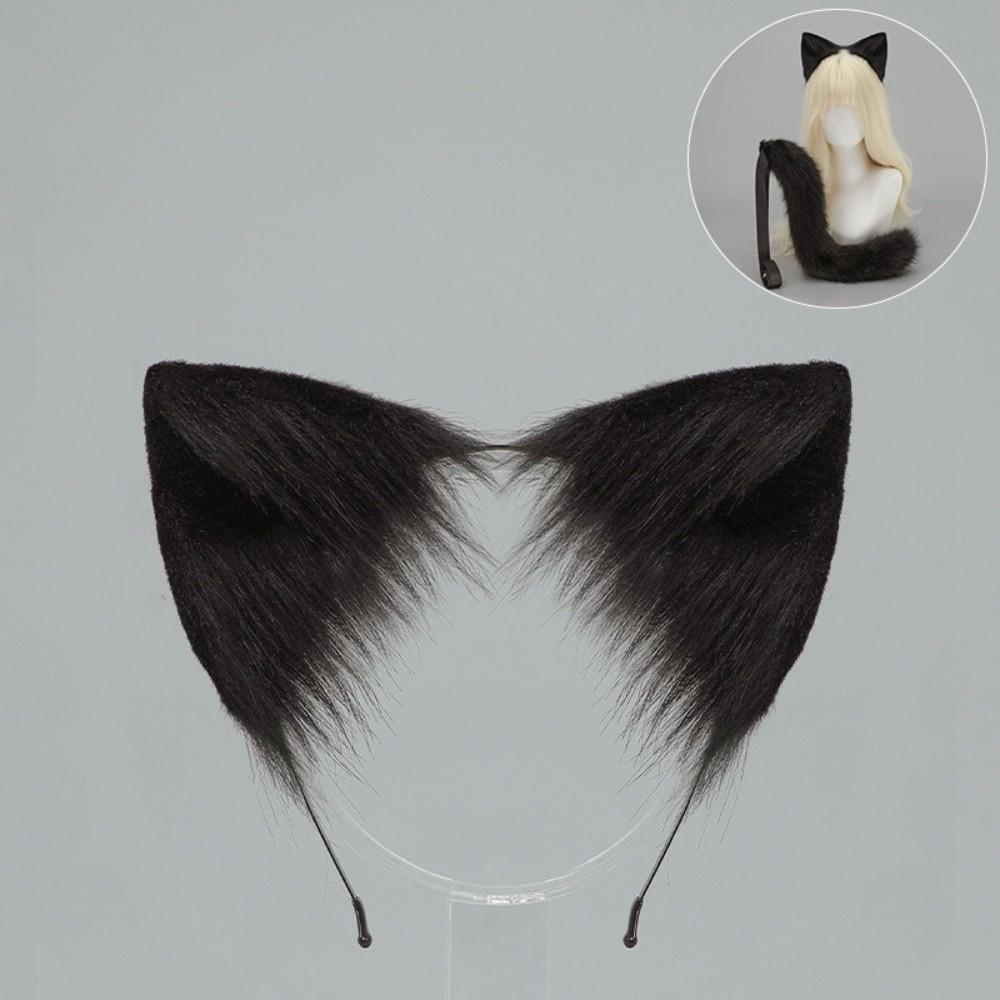 Plüsch-Katzenohren-Haarreif Realistische Tierohren Haarband Neues flauschiges Katzenohren- und Schwanz-Set Haaraccessoires